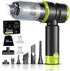 Handheld Car Vacuum Cleaner, 4-in-1 Cordless Rechargeable Mini Vacuum with Air Duster – Quickly Clean Crumbs, Pet Hair & Crevices in Car, Office, Home. Ideal for Commuters & Office Workers (Green)
