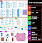 Small First Aid Kit - 165 Piece Dual-Color Emergency Medical Kit with Hard Shell & Fluorescent Exterior Coating, Emergency First Aid Kit for Home, Car, Travel, Hiking & Outdoor(Pink/White)