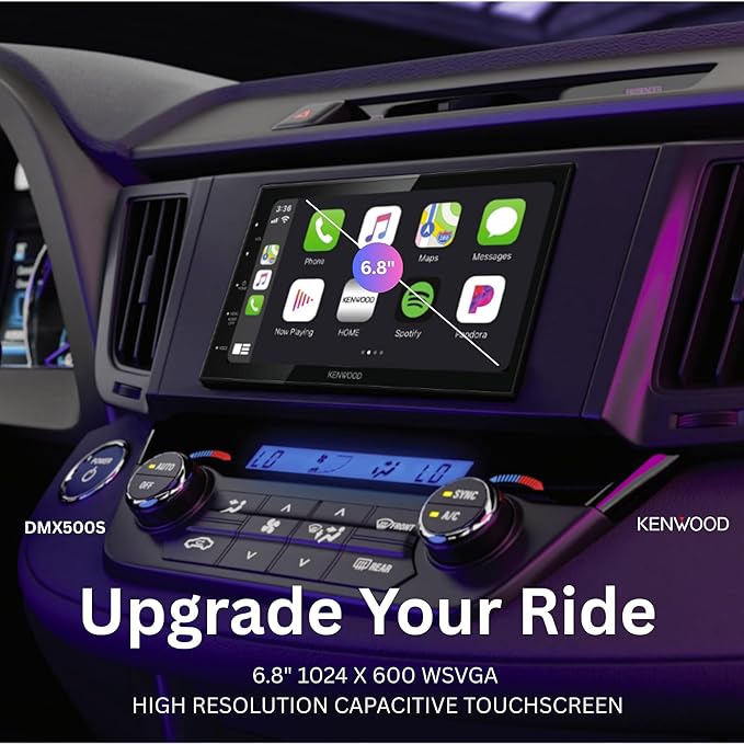 KENWOOD DMX500S 6.8" Capacitive Touchscreen Digital Multimedia Receiver – Wireless Apple CarPlay, Android Auto, Bluetooth