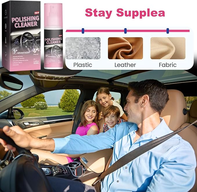 Interior Car Cleaner & Polishing Cleaner Car Interior,2026 Upgrade All Purpose Car Interior Detailer Spray for Dashboards, Seats, Leather, Plastic (1pc)