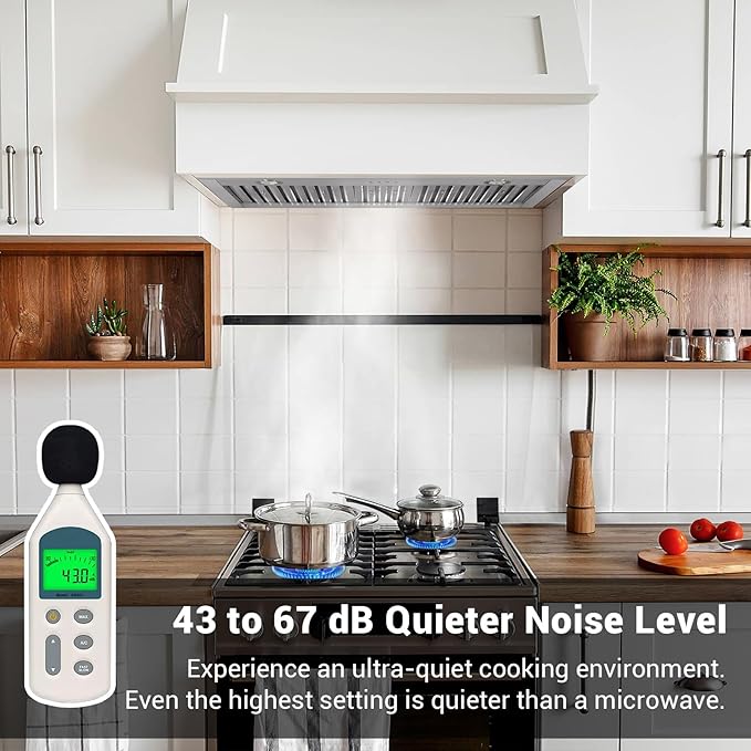 CHETTO C 36'' Range Hood 610 CFM Insert Stainless Steel Ducted Kitchen Vent Hood with LED Lights, 4-Speeds, 3 Pcs Dishwasher Safe Baffle Filters (36 inch, Stainless steel)