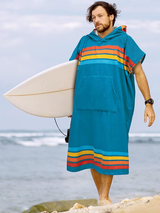 SUN CUBE Surf Poncho Changing Robe with Hood | Absorbent Quick Dry Microfiber Wetsuit Changing Towel with Pocket for Surfing Men Women