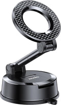 Vacuum Magnetic Car Phone Holder, 360°Adjustable, Compatible with iPhone 12-17 Series & Dashboard Mount & Tesla, 80+LBS Strong Suction Cup Phone Holders for Your Car, MagSafe-Compatible (Carbon Fiber)