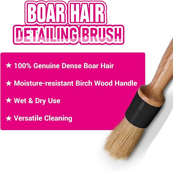 H.O.W Detailing Brush Set Ultra Soft Boars Hair Detailing Brushes 3 Pack, Detail Automotive Interior or Exterior, get Professional Results with Proper Detail Brushes Car Detailing