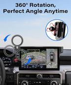 Car Phone Holder for 2024 2025 2026 Toyota Tacoma/2025 Toyota 4Runner Accessories Apply to 14 Inch Touch Screen Fixed Clip MagSafe Passenger Cell Phone Mount Handsfree 360° Rotation