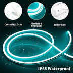 iNextStation 12V Ice Blue LED Strip Lights 16.4FT, Flexible Silicone Neon Rope Light with Power Adapter, Waterproof, Cuttable, Dimmable & Linkable, LED Lights Strip for Bedroom, Kitchen(with Plug)