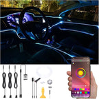 4 m Optic Fiber Car Ambient Lighting Kit Bluetooth App Control 64 Colors Multicoloured Music Interior Lighting Kit 12V 1W