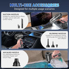 KMM Handheld Car Vacuum Cleaner, 10000PA Vacuum Cleaner & Air Duster, 120W High Power Hand Held Vacuum Cordless, Portable Vacuum Rechargeable with Multi-Nozzles & LED Light for Car, Home, Pet, Office