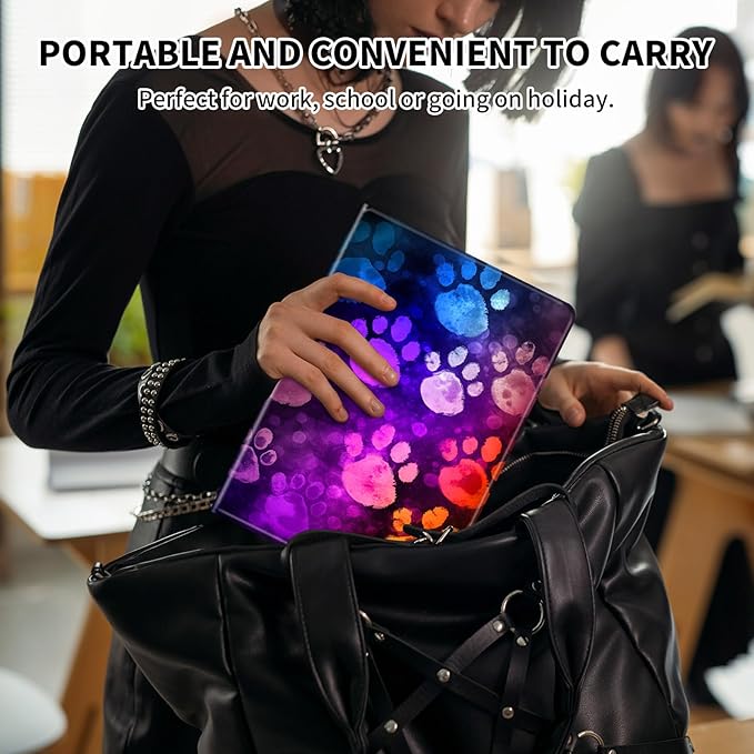 Case for 6" Kindle 11th Generation Case 2024/2022 Release,Leather Slim Folio Adjustable Stand Cover with Auto Wake/Sleep for Basic Kindle 2024/2022 11th Gen e-Reader,Purple Glitter Paw