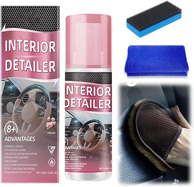 Polishing Cleaner Car Interior, 2026 Upgrade Car Interior Cleaner Spray, All Purpose Car Interior Detailer Cleaner for Dashboards, Seats, Leather, Plastic-3Pcs
