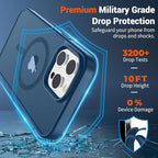 SUPFINE Magnetic for iPhone 14 Pro Case (Compatible with MagSafe) (Military Grade Drop Protection) Slim Translucent Matte Shockproof with Anti-Fingerprint Phone Case,Deep Blue