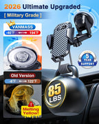 VANMASS Car Dashboard Phone Holder Universal Powerful Suction Cup Mount, Dash Windshield Air Vent Truck Stand Compatible with All Phones Black