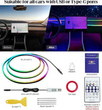 KENANEK 55.12Inch Tesla Interior Lights, 5V USB & Type-C Powered, Acrylic Interior Car LED Strip Lights, App Controlled Music Sync, OEM-Style Ambient Lighting with Dreamcolor Effects