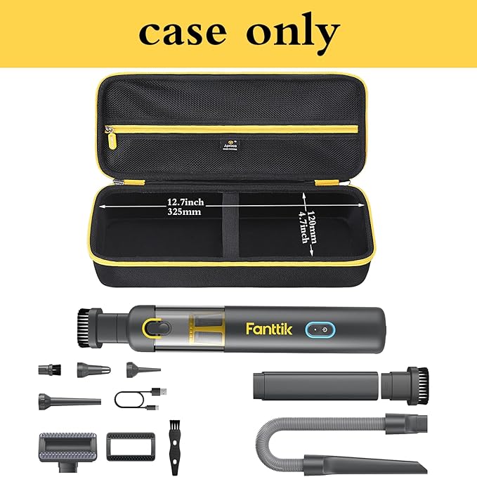 Aproca Case Compatible with Fanttik Slim V8 Apex / V8 Mate / V10 Apex / V10 Mate Cordless Car Vacuum, Portable Hard Storage Bag for Accessories -Black (Case Only)