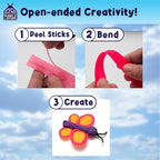 PURPLE LADYBUG 300 PCS Bendable Wax Craft Sticks, Imagination Sticks for Kids, Road Trip Essentials, Travel Toys for Toddlers in Car, Airplane Activities for Kids Ages 4-8, Camping & Summer Essentials