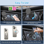 Phone Holders for Your car, Car Phone Holder for Magsafe[Upgraded Suction & Magnetic], 360° Adjustable Magnetic Car Phone Mount Compatible with iPhone & Android, Carbon Fiber Deep Brown