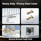 2 Pack Brushed Nickel Privacy Door Handles for Bed/Bathroom Interior Door Knob, Reversible Door Locks for Left or Right Sided Doors