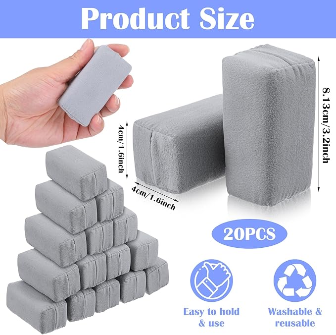 20 Pack Microfiber Applicator Pads - Suede Car Detailing Sponges for Ceramic Coating, Wax & Graphene Spray - Reusable Coating Applicator Pads for Cars, Metal & Plastic Trim
