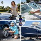 CaliShine Quick Effect Coating Spray - 16.9 fl oz Waterless Ceramic Car Wax Coat - Detail Polish & Cleaner for Cars Boat Body & Glasses, Window Glass and Headlight - Shine Restoration Kit (500 ml)