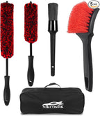 NIKCOSMK Wheel Brush, Wheel & Rim Cleaner Brush, Tire Brush, Wheel Cleaning Brush, Bendable & Durable Car Wheel Brush Set, Car Detailing Brushes, Wheel Brushes for Cleaning Wheels
