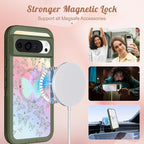 for Google Pixel 9 Pro XL Case - Compatible with MagSafe Women Cute Girls Magnetic Protective Cover Girly Blue Butterfly Design Heavy Duty Shockproof Phone Case for Pixel 9 Pro XL 6.8"