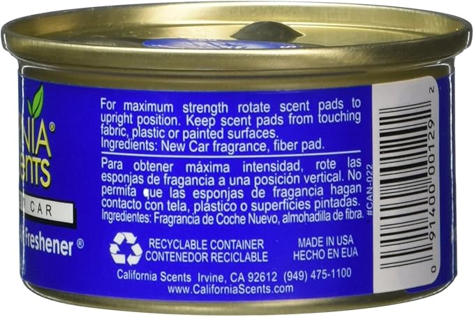 California Scents Spillproof Can Air Freshener Eco-Friendly Odor Neutralizer for Home, Car, & Much More, Newport New Car, 1.5 oz, 12 Pack