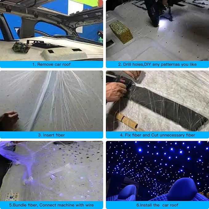 Starlight Headliner Light Kit 16W Upgraded Car Home Fiber Optic Lights 600pcs*0.03in(6.5ft/2m) Sound Activated APP/Remote Control Small Size Star Lights for Car Home Star Ceiling Decoration
