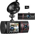 Dual Dash Cam Front and Inside, 1080P Dash Camera for Cars Dashcam with 32G Card, 24H Parking Monitor, Night Vision, G-Sensor, Loop Recording Car Camera for Taxi Truck Driver