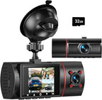 Dual Dash Cam Front and Inside, 1080P Dash Camera for Cars Dashcam with 32G Card, 24H Parking Monitor, Night Vision, G-Sensor, Loop Recording Car Camera for Taxi Truck Driver