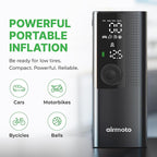Airmoto Tire Inflator Portable Air Compressor - Air Pump for Car Tires with Digital Pressure Gauge, LED Light and Auto Shut-Off Function - Cordless Pump for Car, Motorcycle, Bicycle, Ball (Pack of 4)