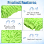HARFINGTON 4pcs Chenille Microfiber Car Wash Mitts 9" x 5.5" Scratch Free Wash Gloves Absorbent Double Sided Plush Cleaning Drying Mitts for Car Washing Home Clean Blue Lime Green