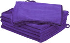 HARFINGTON 6 Pack Microfiber Cleaning Cloth, 14" x 14" Multi-Functional Cleaning Towels Reusable Absorbent Rags with Hook for Car Wash Kitchen Household Window Clean, Purple