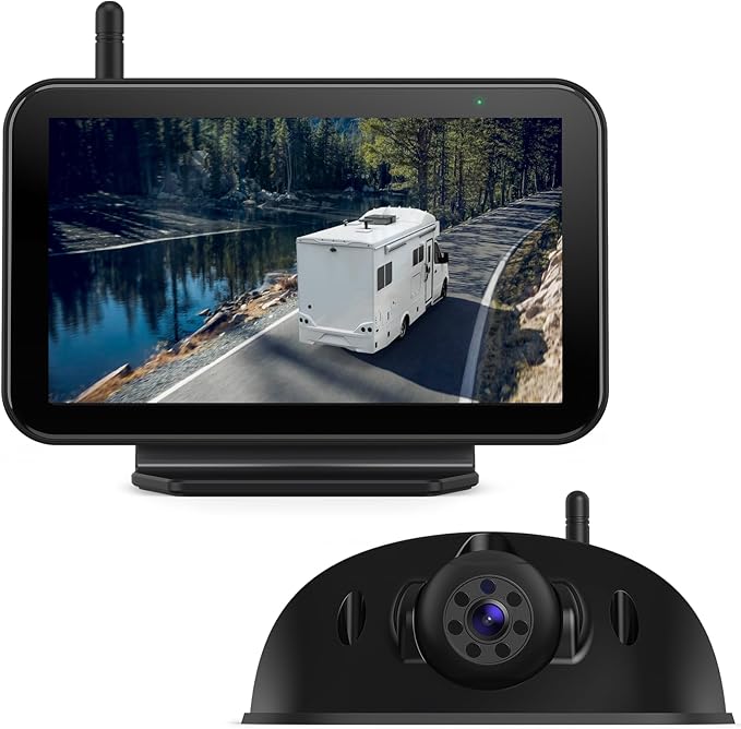 eRapta RV Backup Camera Wireless System for Furrion with 5-Inch Monitor 1080P, 1 Rear Camera, Wide-View, Video Recording, IR Night Vision, IP69 Waterproof, Plug and Play for Camper -AY5