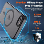 SUPFINE Magnetic for iPhone SE Case 2022 (3rd)/2020 (2nd), iPhone 8 Case (Compatible with MagSafe) (Military Grade Drop Protection) Translucent Matte Phone Cover,Black