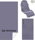 Hahafelt 2 Pack Car Seat Towel Cover and Athletic Running Towel with Storage Bags, Sweat Washable Gym Seat Protector Non Slip for Dog Pet Workout Running Outdoor Sport Activities(Pure Gray)