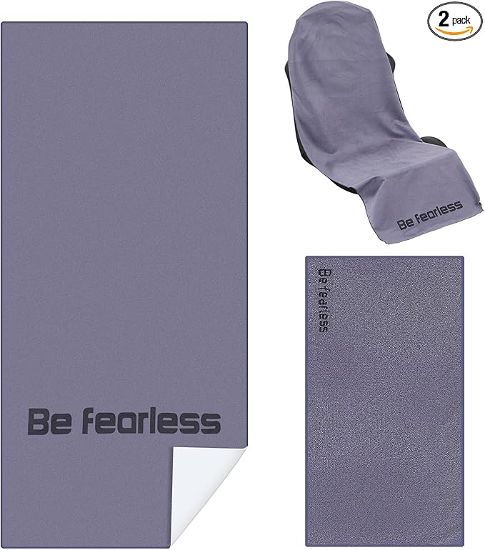 Hahafelt 2 Pack Car Seat Towel Cover and Athletic Running Towel with Storage Bags, Sweat Washable Gym Seat Protector Non Slip for Dog Pet Workout Running Outdoor Sport Activities(Pure Gray)