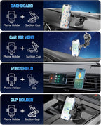 Wireless Car Charger, Fast Charging Phone Holder 3 in 1 Phone Mount Auto Clamping Car Accessories Compatible with iPhone 16 15 14 13 12 11 Xs XR, Samsung S23 Ultra S22 S21 S20/S10+ S9(Midnight Black)