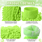 24 Pack Car Wash Mitt Bulk Microfiber, 10'' x 8'' Chenille Car Wash Mitt Gloves, Scratch Free Double Sided No Lint No Marks for Truck SUV and All Vehicle Surfaces (Lime Green)