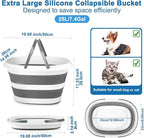28L Large Collapsible Mop Bucket with Handle for Cleaning, Silicone Portable Pet Bathtub for Puppy Small Dogs Cats, Foldable Laundry Basket Hamper Clothes Storage Bin Space Saving Design for RV Home