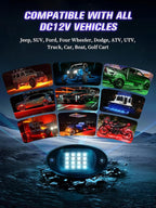 10 Pods RGB LED Rock Lights with APP/RF Remote Control High Brights Waterproof Underglow Multicolor Zone Neon Exterior Rock Lights for 12V Trucks Jeep UTV ATV RZR Offroad Pickup SUV Accessory