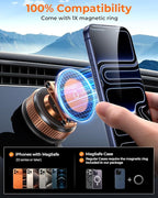 2026 Upgraded 360°Rotation Nano Gel Suction Phone Holder, Foldable Metal Vacuum Magnetic Phone Holder [119+LBS Strongest Suction & Magnetic] Phone Mount for Your Car for iPhone 17 16 Pro Max-Golden