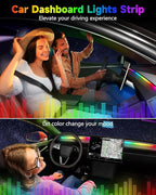 Acrylic LED Lights for Car, 43.3in RGB Strip Light Car LED Lights Interior with USB Port, App Control, Music Sync, 146 LEDs Interior Ca r Lights for Women Men Gifts