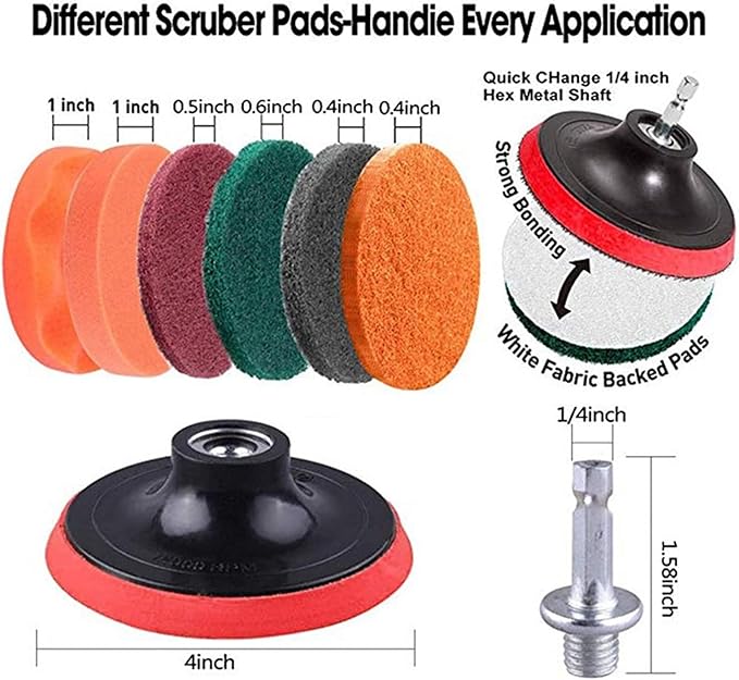 Car Care 22Pcs Electric Drill Detailing Brush Set Power Scrubber Tools Car Polisher Bathroom Cleaning Kitchen Polishing Pad Accessories for Car Polishing and Waxing