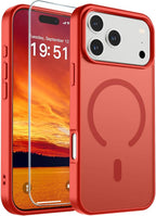 SUPFINE Magnetic for iPhone 17 Pro Max Case (Compatible with MagSafe)(Military Grade Drop Protection) Translucent Matte Shockproof with Anti-Fingerprint Phone Cover,Red