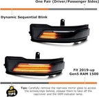 iJDMTOY Smoked Lens Dynamic Sequential Blink/Flow Full LED Side Mirror Turn Signal Light Assembly Kit Compatible with 2019-up Dodge RAM 1500