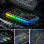 Wireless Charger Car Charging Pad,POLMXS 15W Wireless Phone Charger,RGB Cell Phone Cordless Charging Mat Compatible with iPhone 16/15/14/13/12 Galaxy S23 S22 S21 Note10(k1)