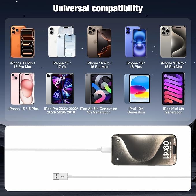 Car Carplay Cable for iPhone 17/16/15,iPhone 16/15 Plus17/16/15 Pro 17/16/15Pro Max charger ,USB A to USB C for Carplay USB C Cord, iPad USB C Cable 10th, iPad Air Car Charger Cable Cord 6FT (White)
