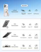 SYNCWIRE for MagSafe Ring Phone Holder, 360° Rotation Magnetic Cell Phone Grip Dual-Sided Magnets Phone Ring Kickstand Compatible with iPhone 17 16 15 14 13 12 Pro Max MagSafe, Android, Samsung etc.