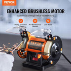 VEVOR Bench Buffer Polisher, Bench Buffer Grinder Polishing & Buffing Machine for Metal/Jewelry/Wood/Jade/Plastic/Silver DIY, with Wool/Abrasive Fiber Wheel/Grinding Wheel,100pcs Tools, 3590RPM