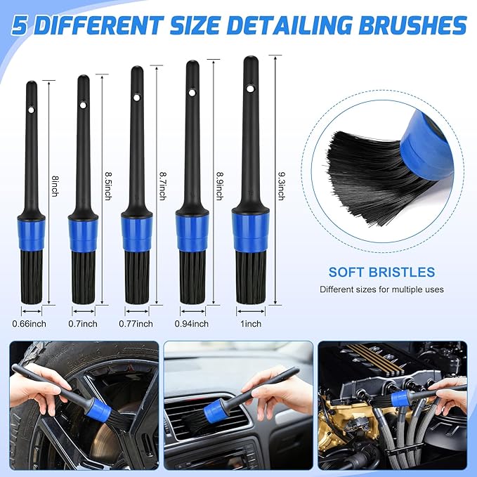 Nilight 15PCS Car Detailing Kit Auto Cleaning Tools Wash Set with Storage Carry Bag Beginners Easy to Use for Interior Exterior Car Care Clean Windshield Dashboard Seat Air Vents Wheels Tires, Blue